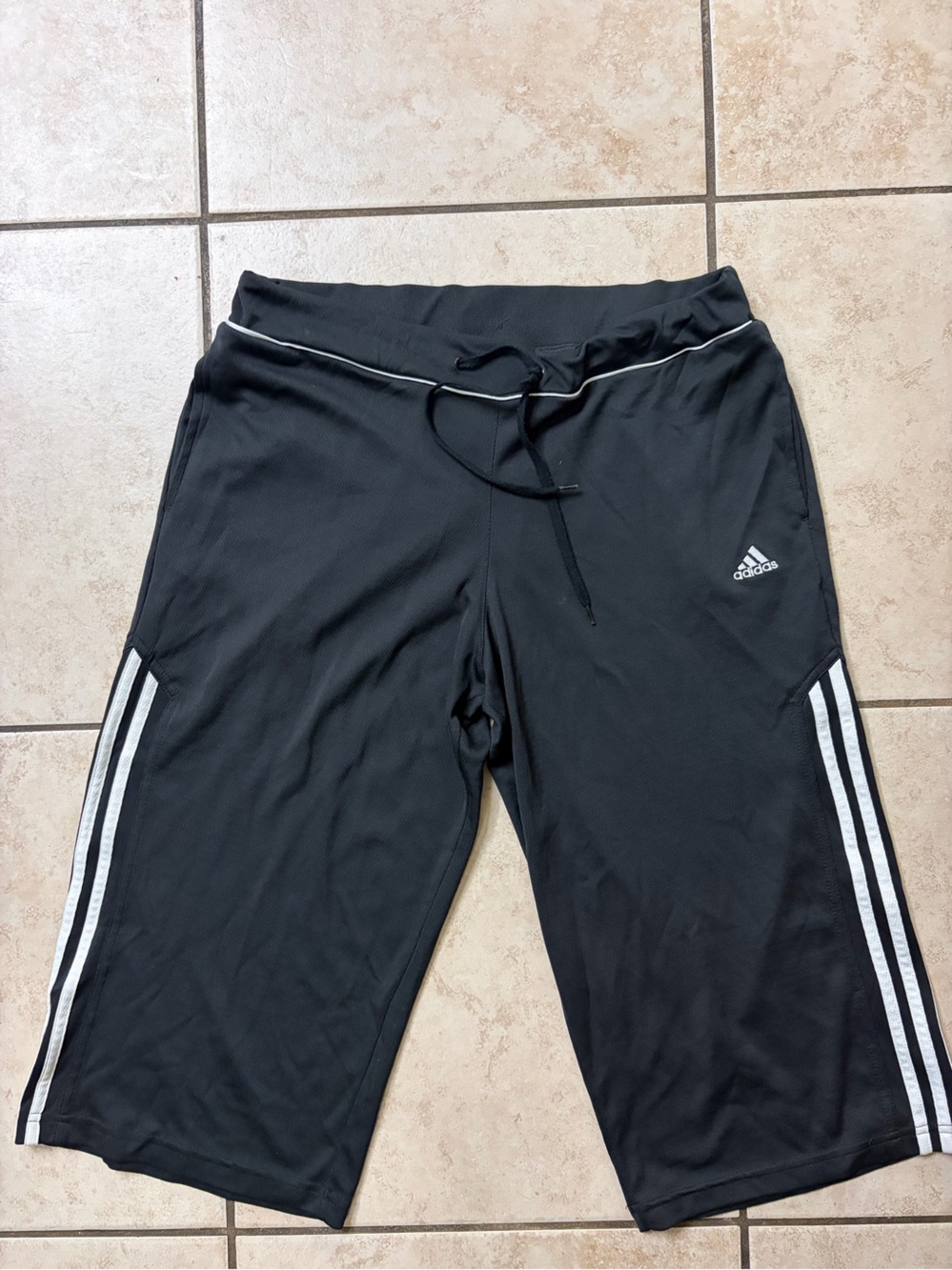 adidas Black Athletic Shorts with White Stripes